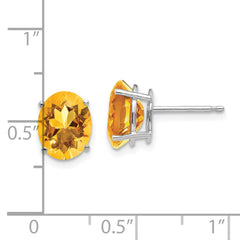 14K White Gold 9x7mm Oval Citrine Stud Earrings