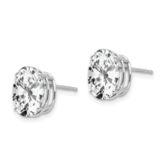 14K White Gold 10x8mm Oval Cubic Zirconia Stud Earrings
