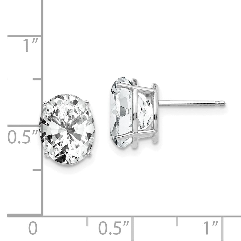 14K White Gold 10x8mm Oval Cubic Zirconia Stud Earrings