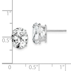 14K White Gold 10x8mm Oval Cubic Zirconia Stud Earrings
