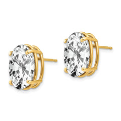 14K Yellow Gold 14x10mm Oval Cubic Zirconia Earrings