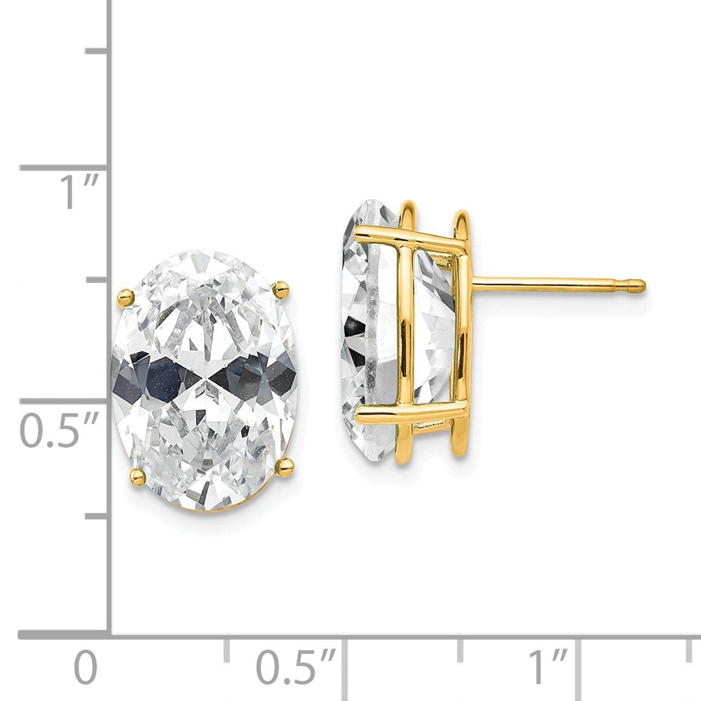 14K Yellow Gold 14x10mm Oval Cubic Zirconia Earrings