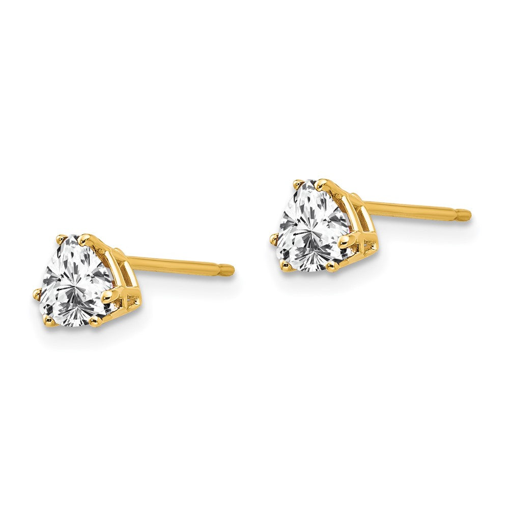14K Yellow Gold 5mm Trillion Cubic Zirconia Earrings