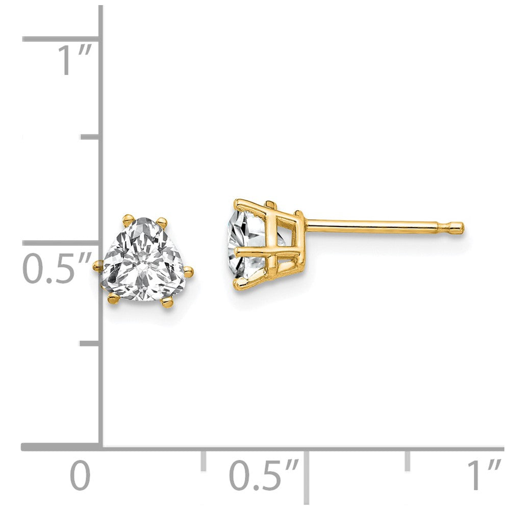 14K Yellow Gold 5mm Trillion Cubic Zirconia Earrings