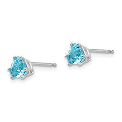 14K White Gold 5mm Trillion Blue Topaz Stud Earrings