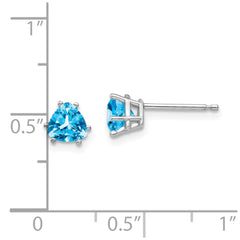 14K White Gold 5mm Trillion Blue Topaz Stud Earrings