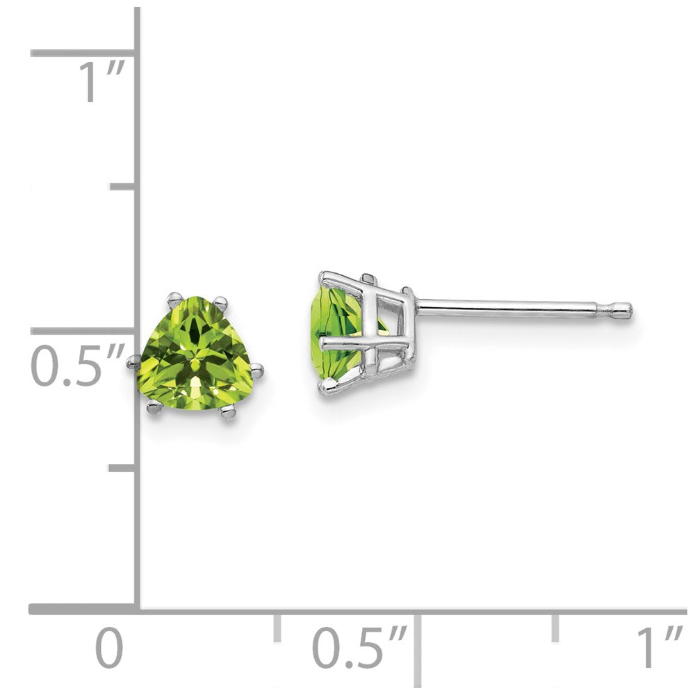 14K White Gold Peridot Trillion Stud Earrings