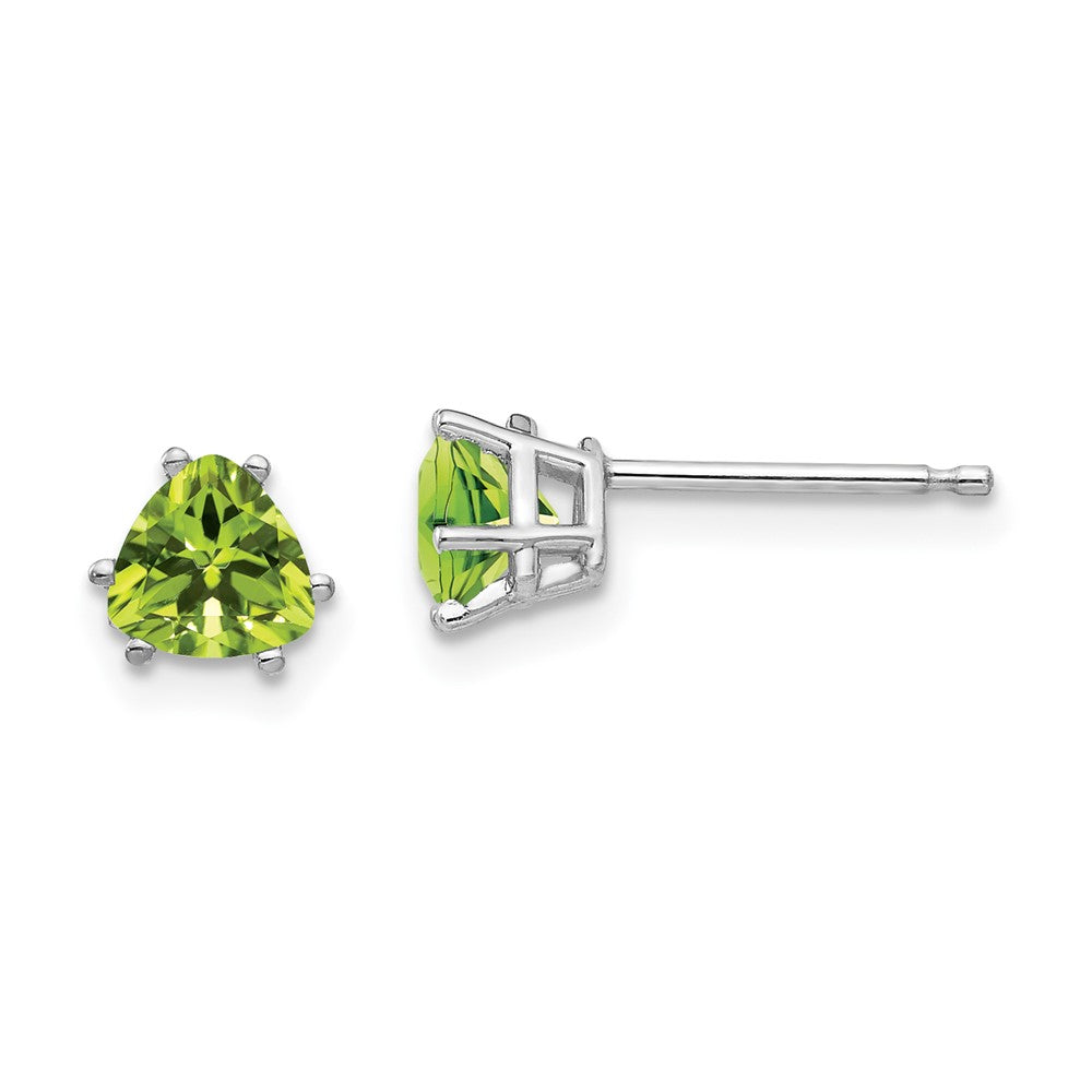 14K White Gold Peridot Trillion Stud Earrings