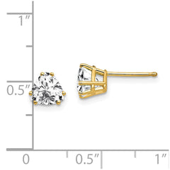 14K Yellow Gold 6mm Trillion Cubic Zirconia Earrings