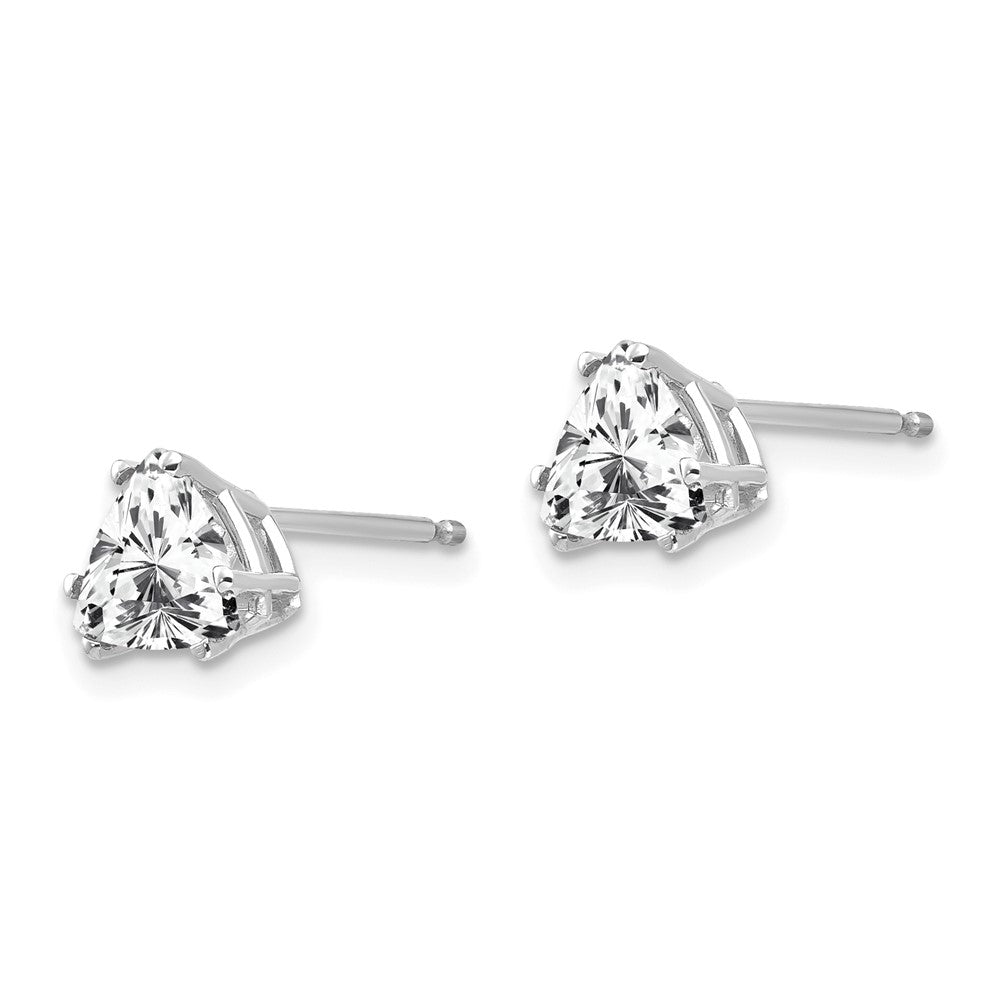 14K White Gold 6mm Trillion Cubic Zirconia Stud Earrings