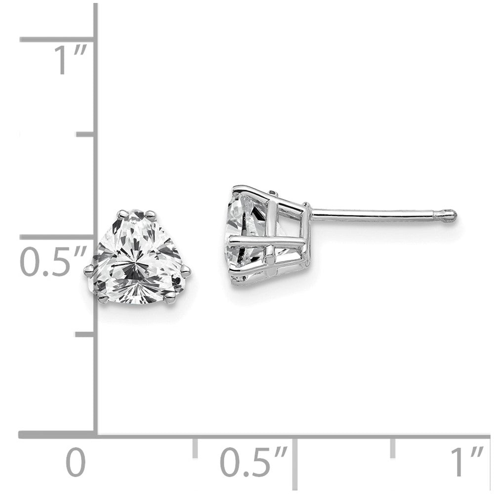 14K White Gold 6mm Trillion Cubic Zirconia Stud Earrings