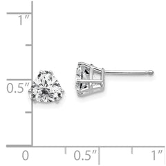 14K White Gold 6mm Trillion Cubic Zirconia Stud Earrings