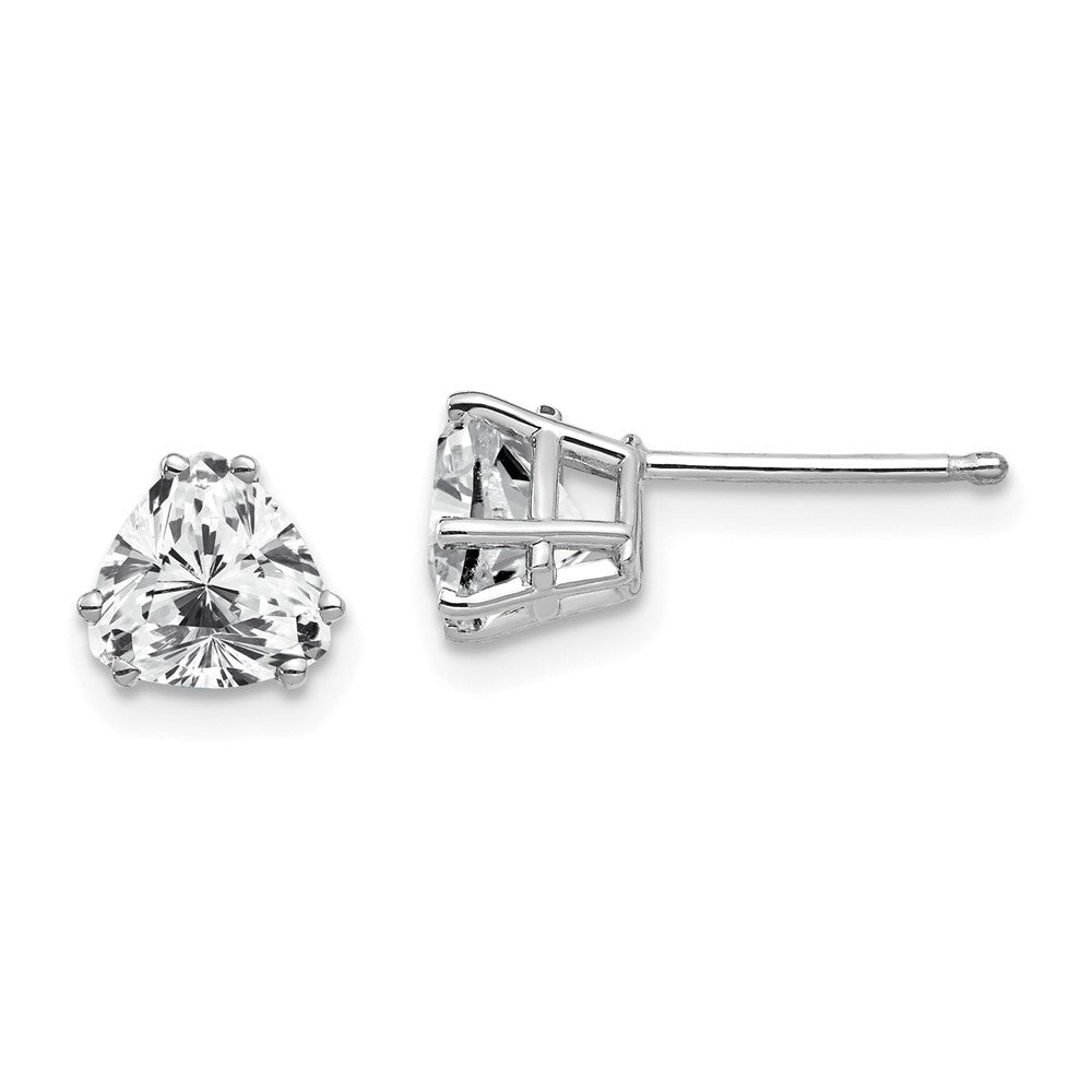 14K White Gold 6mm Trillion Cubic Zirconia Stud Earrings