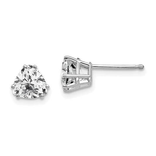 14K White Gold 6mm Trillion Cubic Zirconia Stud Earrings