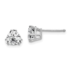 14K White Gold 6mm Trillion Cubic Zirconia Stud Earrings