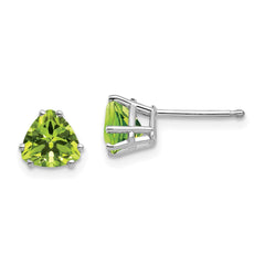 14K White Gold 6mm Trillion Peridot Stud Earrings