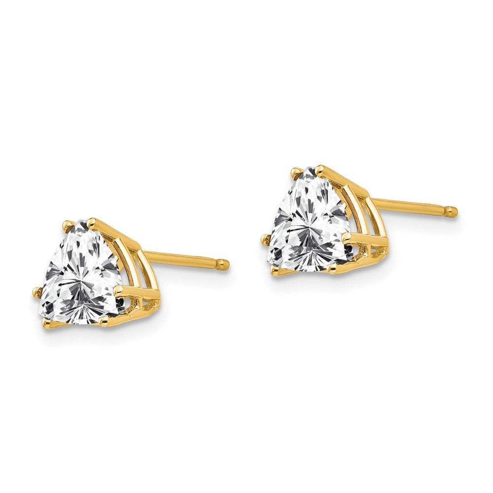 14K Yellow Gold 7mm Trillion Cubic Zirconia Earrings
