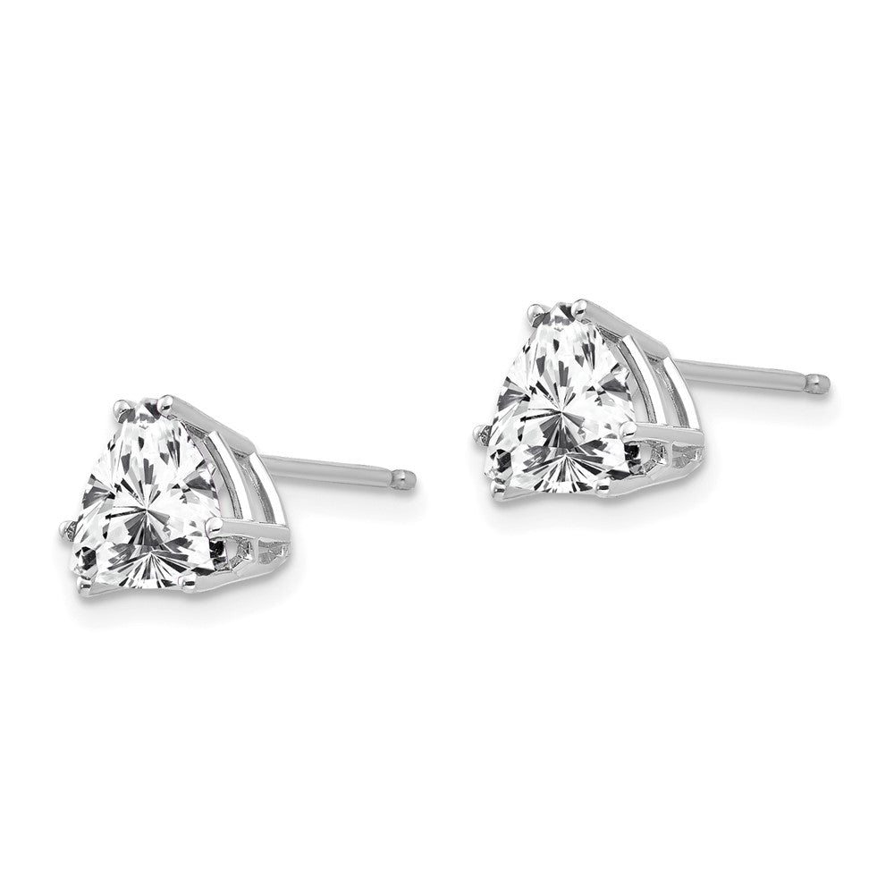 14K White Gold Cubic Zirconia Trillion Stud Earrings