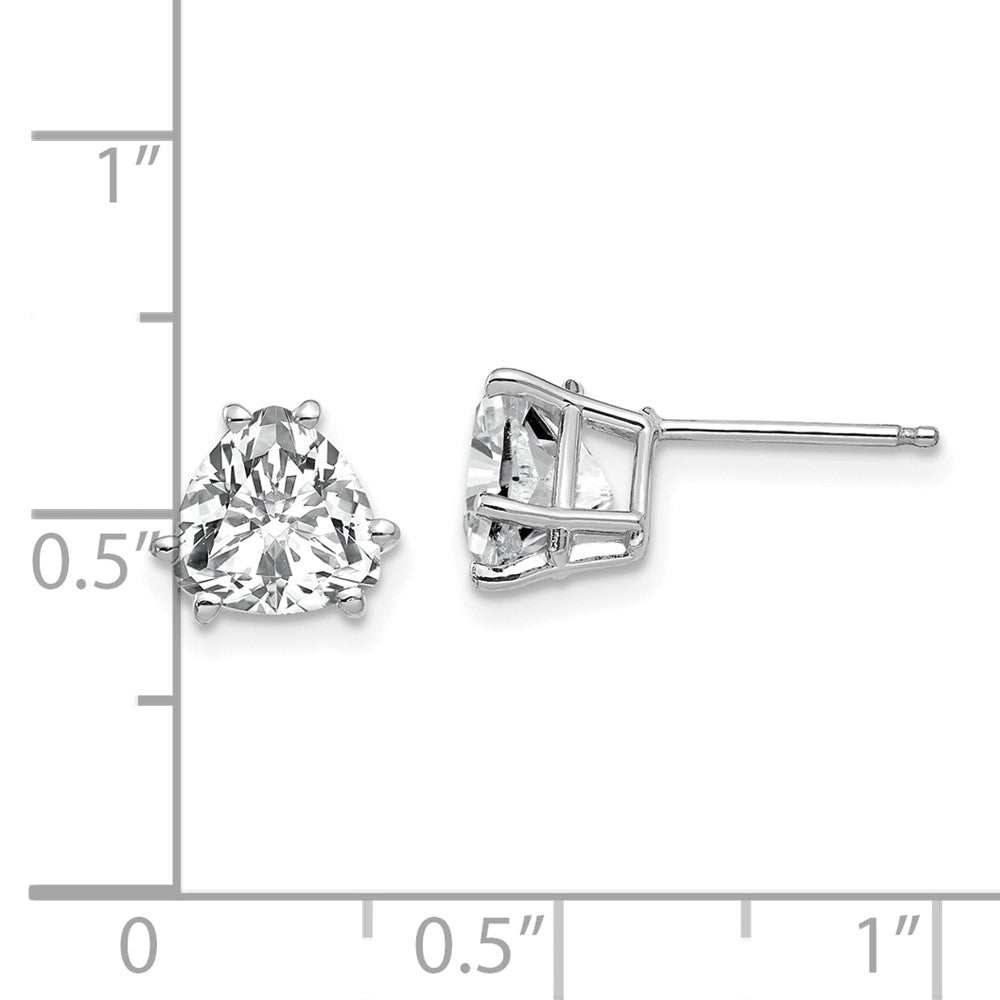 14K White Gold Cubic Zirconia Trillion Stud Earrings