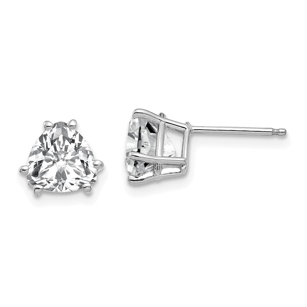 14K White Gold Cubic Zirconia Trillion Stud Earrings