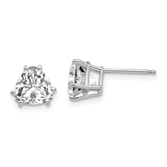 14K White Gold Cubic Zirconia Trillion Stud Earrings