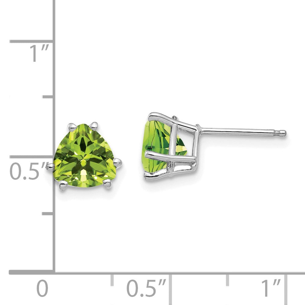 14K White Gold Peridot Trillion Stud Earrings