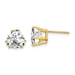 14K Yellow Gold 8mm Trillion Cubic Zirconia Earrings