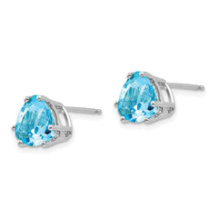 14K White Gold 8mm Trillion Blue Topaz Stud Earrings