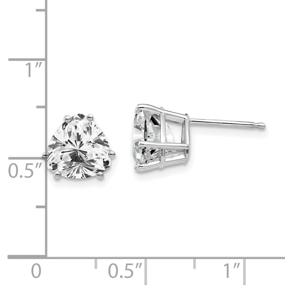 14K White Gold 8mm Trillion Cubic Zirconia Stud Earrings