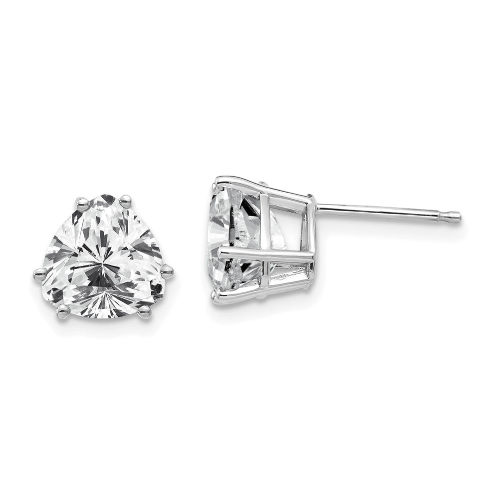 14K White Gold 8mm Trillion Cubic Zirconia Stud Earrings