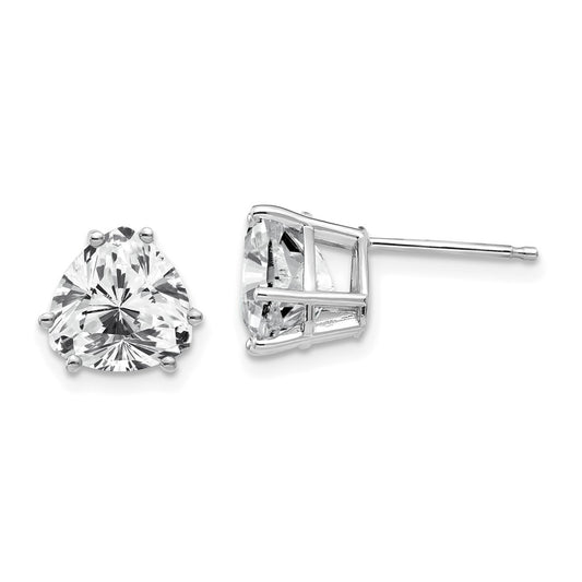14K White Gold 8mm Trillion Cubic Zirconia Stud Earrings