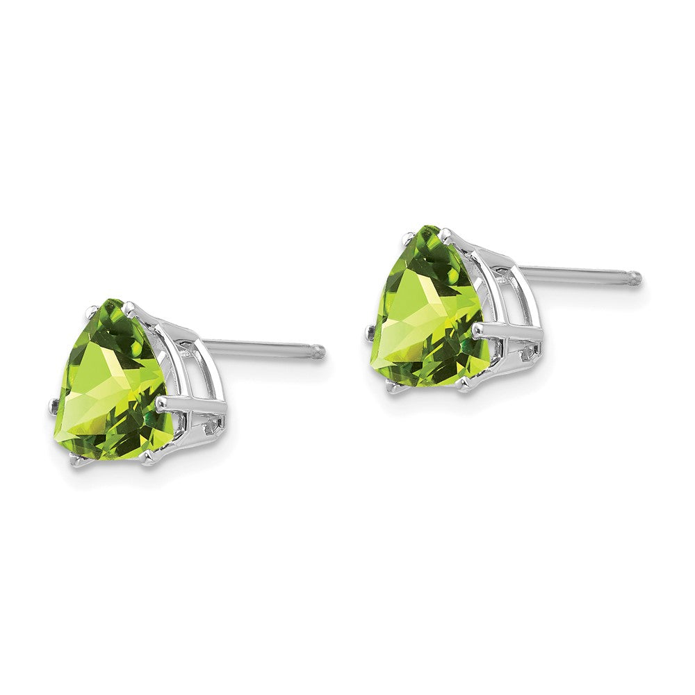 14K White Gold Peridot Trillion Stud Earrings