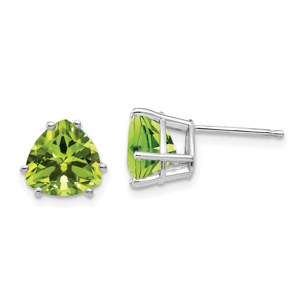 14K White Gold Peridot Trillion Stud Earrings
