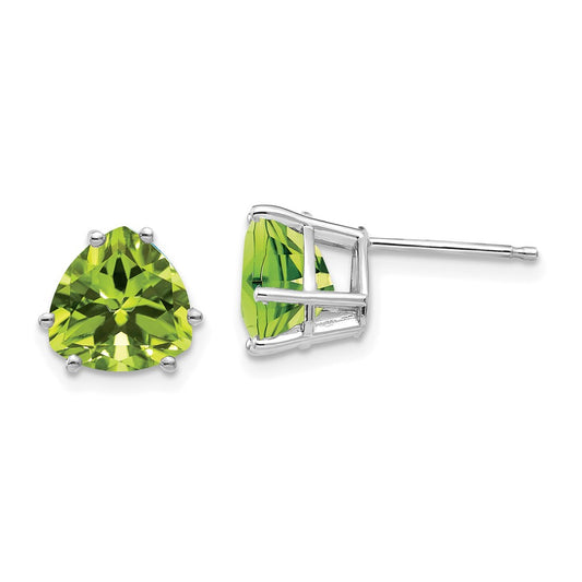 14K White Gold Peridot Trillion Stud Earrings