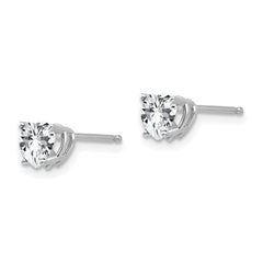 14K White Gold 5mm Heart Cubic Zirconia Stud Earrings