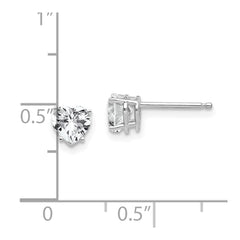 14K White Gold 5mm Heart Cubic Zirconia Stud Earrings
