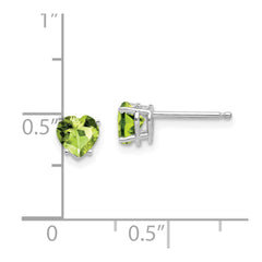 14K White Gold 5mm Heart Peridot Stud Earrings
