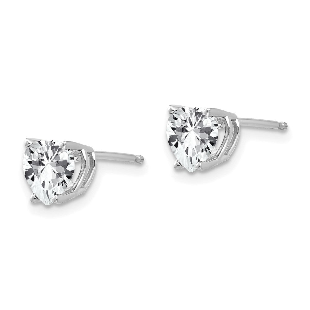 14K White Gold 6mm Heart Cubic Zirconia Stud Earrings