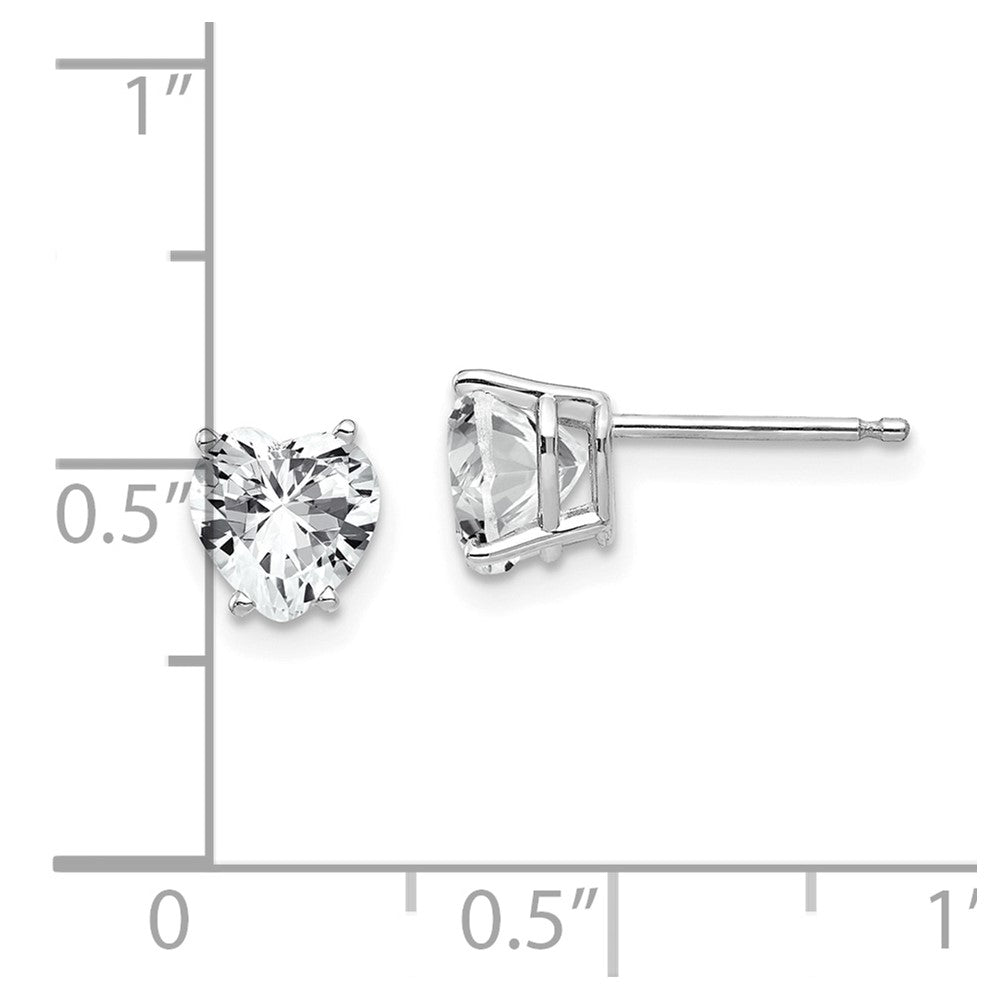 14K White Gold 6mm Heart Cubic Zirconia Stud Earrings
