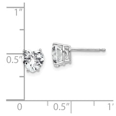 14K White Gold 6mm Heart Cubic Zirconia Stud Earrings