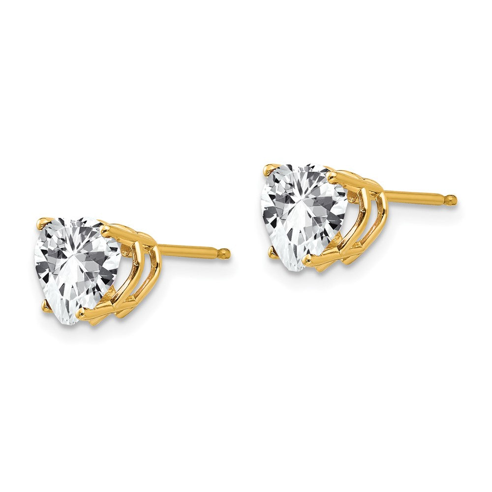 14K Yellow Gold 7mm Heart Cubic Zirconia Earrings