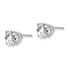 14K White Gold Cubic Zirconia Heart Stud Earrings