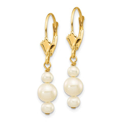 14K Yellow Gold 3-3.5mm & 5-5.5mm Semi-Round FWC Pearl Leverback Dangle Earrings