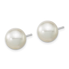 14K White Gold 10-11mm Round White Saltwater South Sea Pearl Earrings