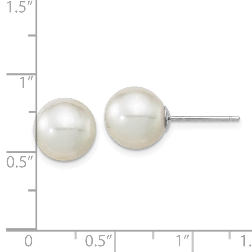 14K White Gold 10-11mm Round White Saltwater South Sea Pearl Earrings