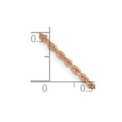 Cuerda de oro rosa de 14 quilates de 1,50 mm con talla de diamante y cadena con cierre de langosta
