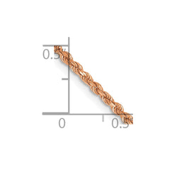 14 Karat Roségold, 1,75 mm, diamantgeschliffenes Seil mit Kette mit Karabinerverschluss
