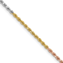 14K Tri-Color Gold 1.75mm Diamond-cut Rope Chain