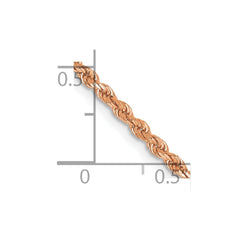 Cuerda de oro rosa de 14 quilates de 2 mm con talla de diamante y cadena con cierre de langosta