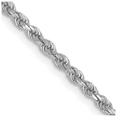 14K White Gold 2mm Diamond-cut Rope with Lobster Clasp Chain